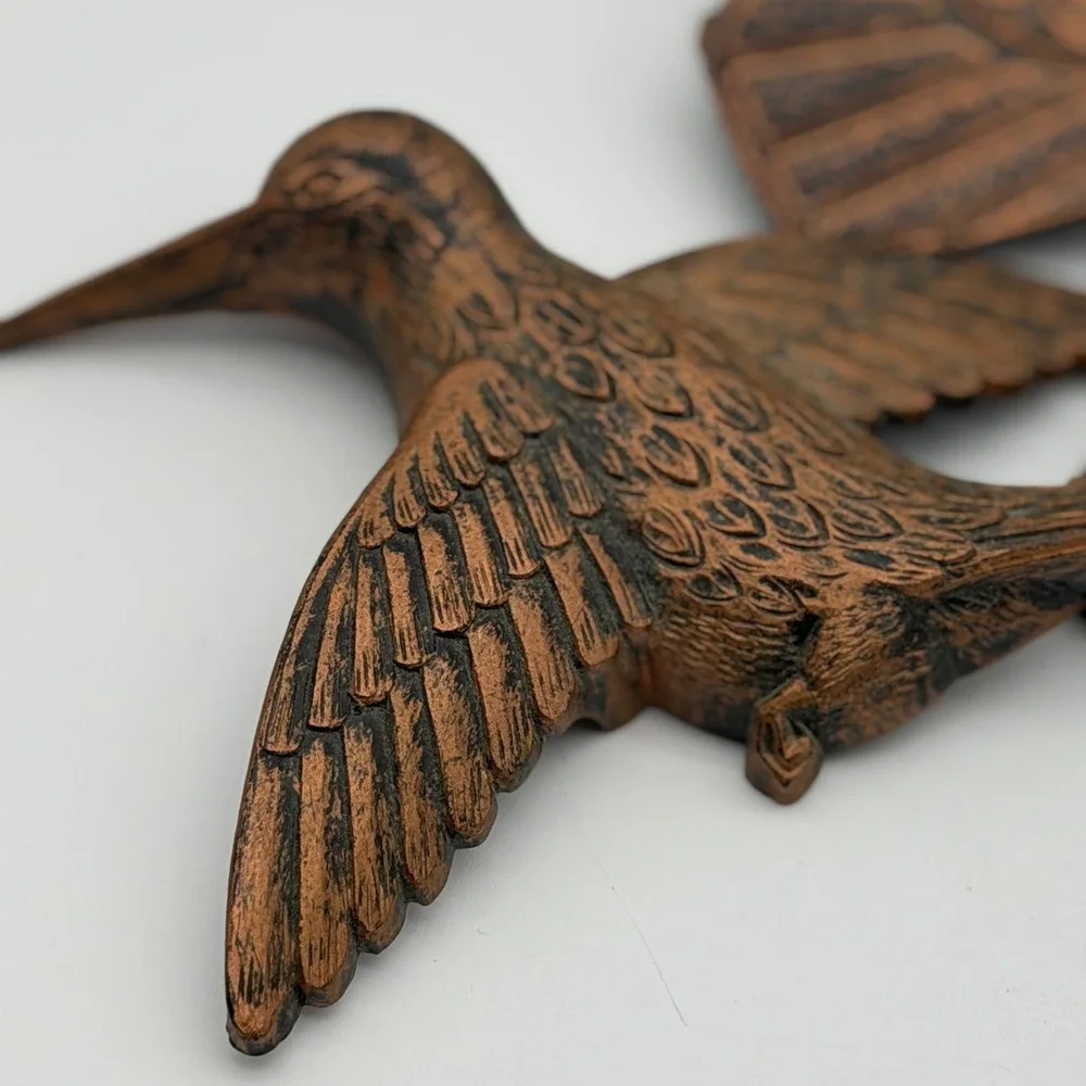 Vintage Dart Ind Mid Century Copper Tone Hummingbird and Butterfly Wall Deco Set